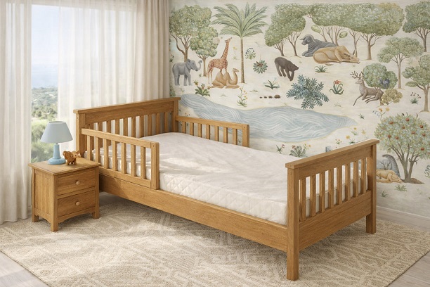 детская кровать из массива с бортиком