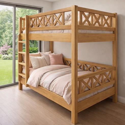 Деревянная двухъярусная кровать из массива