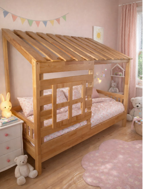 кровать домик детская из массива дерева