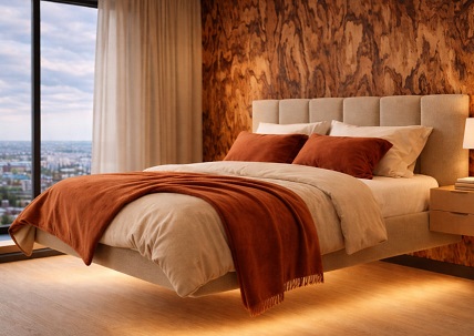 парящая кровать с подсветкой