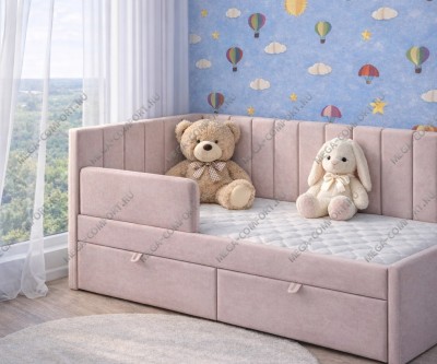 Кровать угловая с двумя спинками Лапушка