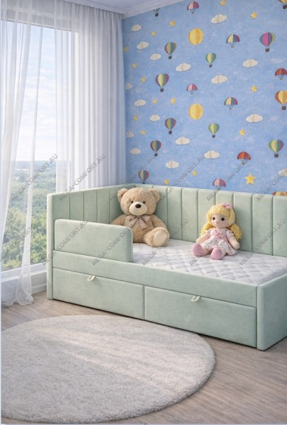 Кровать угловая с двумя спинками Лапушка