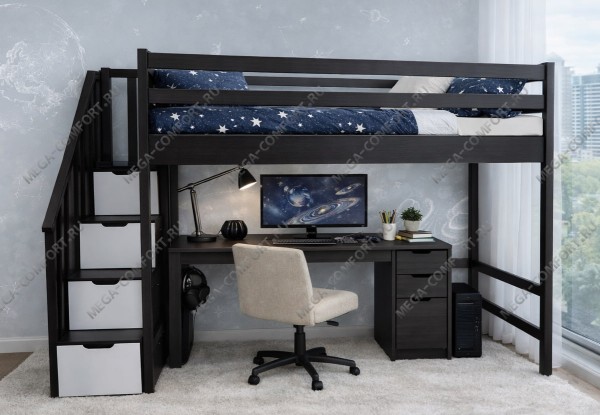 Кровать-чердак Асгард с лестницей-комодом