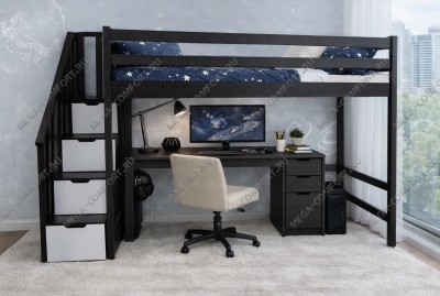 Кровать-чердак Асгард с лестницей-комодом